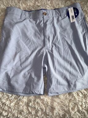 Men's Light Blue Flat Front Casual Shorts
